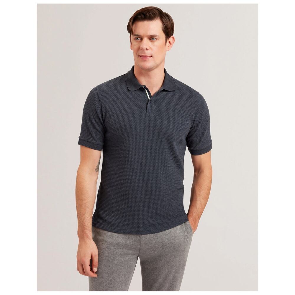 Ted Baker London REDMAN Textured Pure Cotton Knitted Polo Shirt